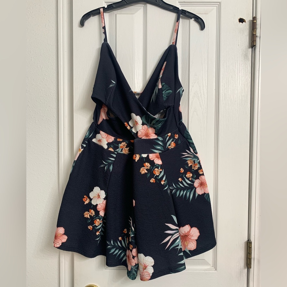 Black and Pink Floral Dress Skort XL